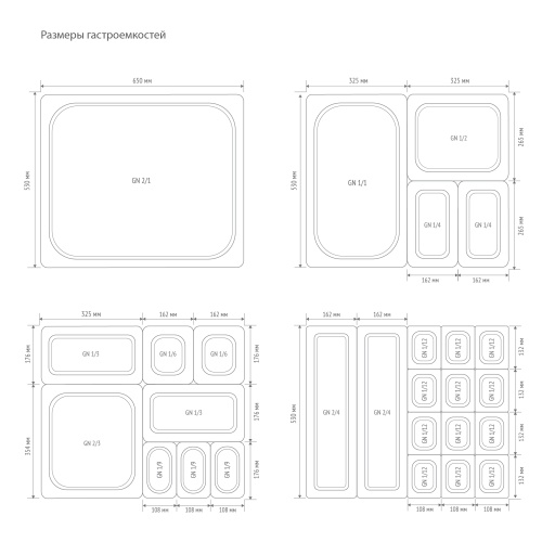 ГАСТРОЕМКОСТЬ 1/1х2,5'' 530х325х65 с ручками Luxstahl 0,6 мм,9 л нерж.  фото 3